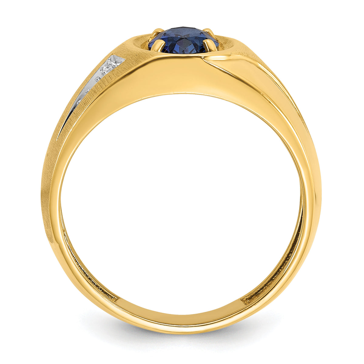 14k IBGoodman Men's Cr.Sapphire and Diamond Satin Complete Ring-B57856