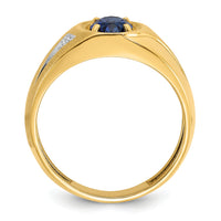 14k IBGoodman Men's Cr.Sapphire and Diamond Satin Complete Ring-B57856