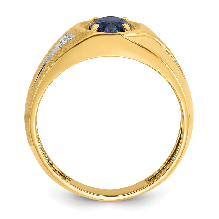 14k IBGoodman Men's Cr.Sapphire and Diamond Satin Complete Ring-B57856