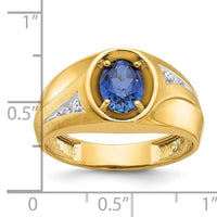 14k IBGoodman Men's Cr.Sapphire and Diamond Satin Complete Ring-B57856