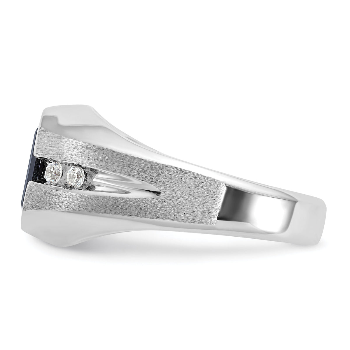 14k White Gold IBGoodman Men's Polished & Satin Onyx & Diamond Ring-B57895