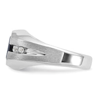 14k White Gold IBGoodman Men's Polished & Satin Onyx & Diamond Ring-B57895