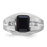 IBGoodman 14k White Gold Men's Polished and Satin Onyx and 1/8 Carat AA Quality Diamond Ring-B57895-4WOX/AA