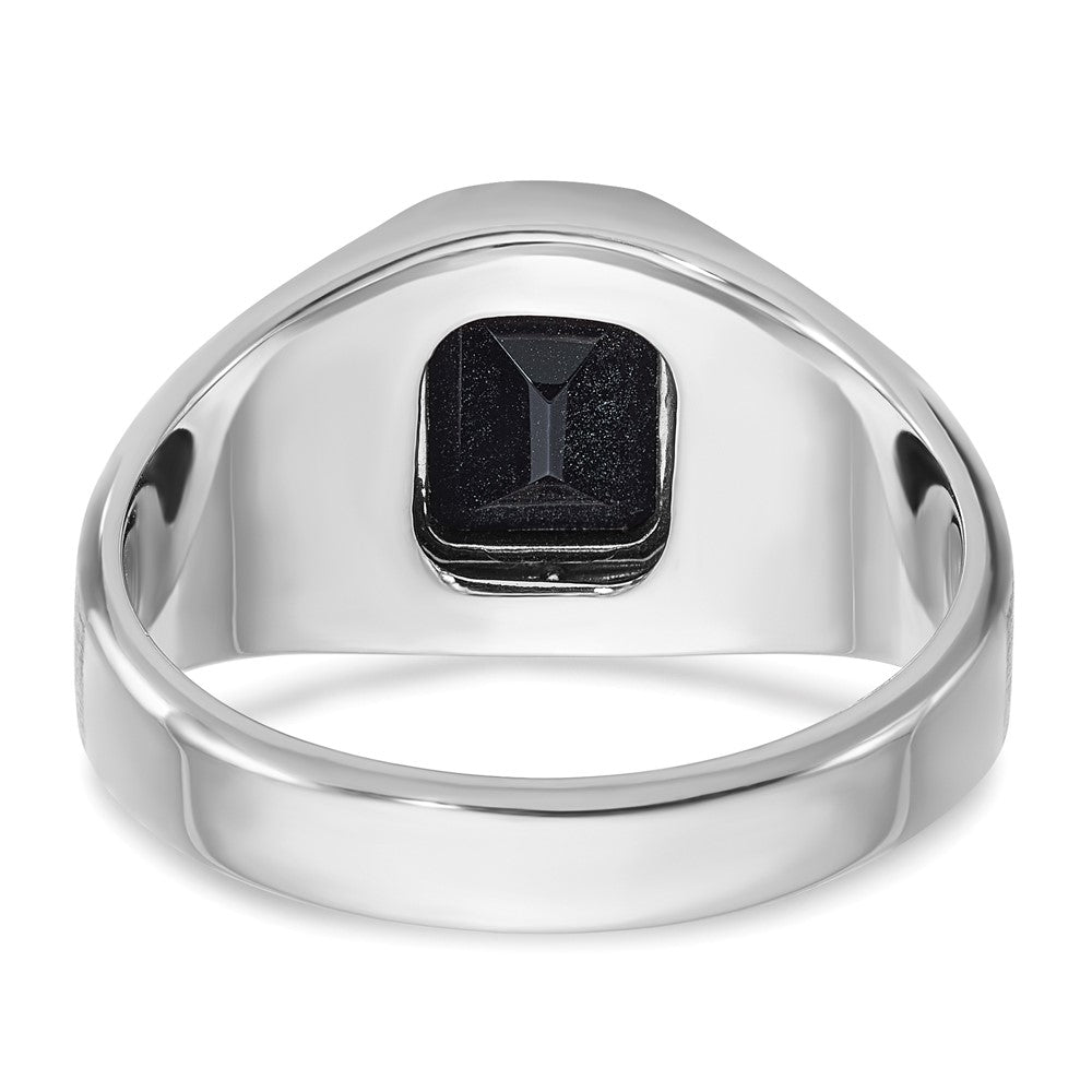 IBGoodman 14k White Gold Men's Polished and Satin Onyx and 1/8 Carat AA Quality Diamond Ring-B57895-4WOX/AA