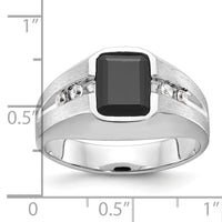 14k White Gold IBGoodman Men's Polished & Satin Onyx & Diamond Ring-B57895