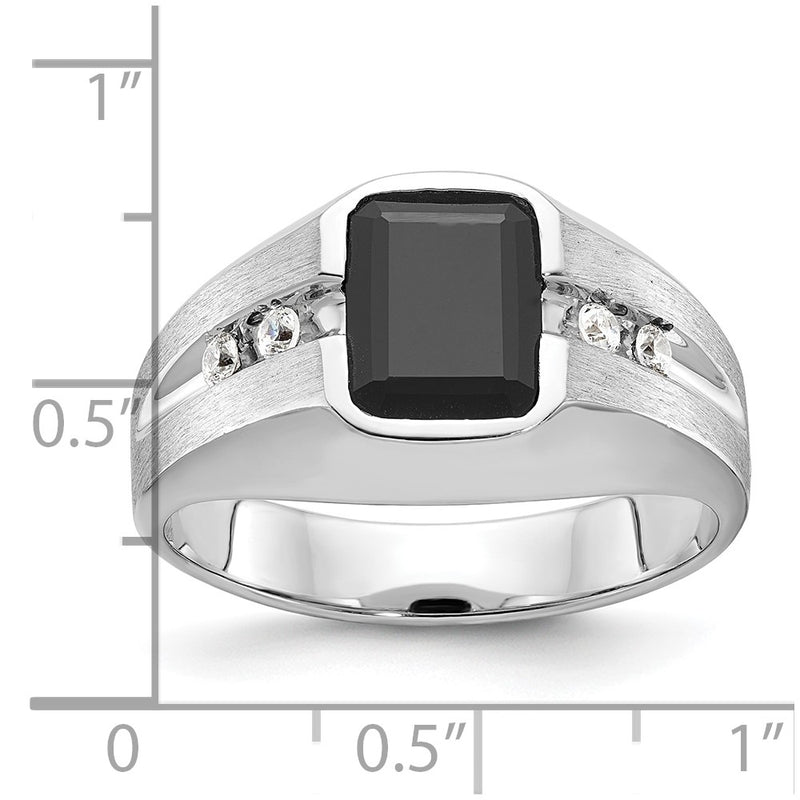 IBGoodman 14k White Gold Men's Polished and Satin Onyx and 1/8 Carat AA Quality Diamond Ring-B57895-4WOX/AA