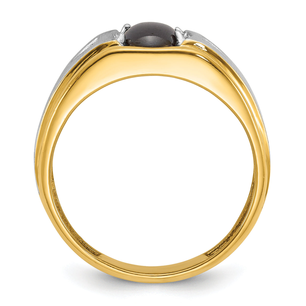 10ktt IBGoodman Men's Polished & Satin Gemstone & Dia Ring Mtg-B57897