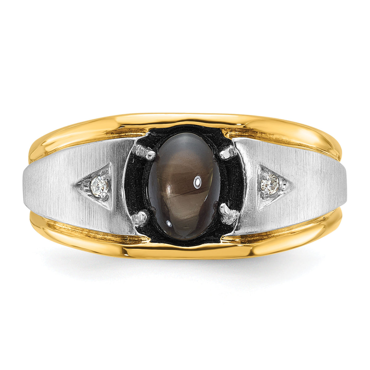 10ktt IBGoodman Men's Polished & Satin Gemstone & Dia Ring Mtg-B57897