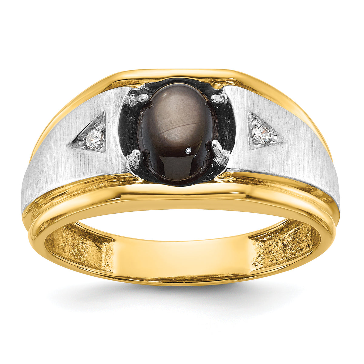 10ktt IBGoodman Men's Polished & Satin Gemstone & Dia Ring Mtg-B57897-0YW