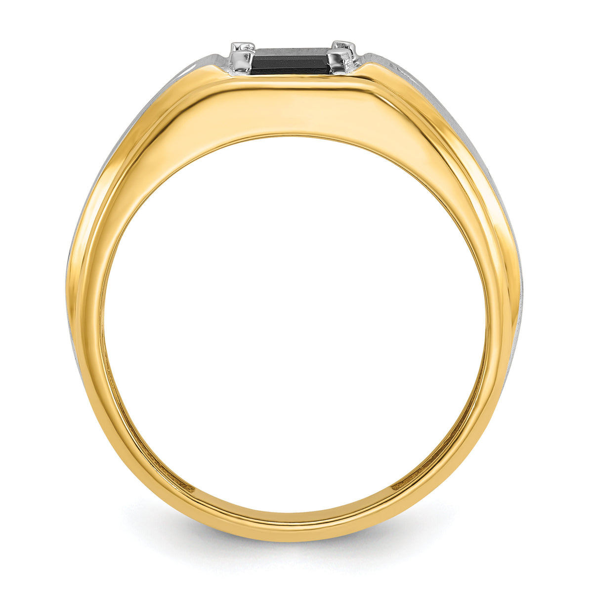 10k Two-tone IBGoodman Men's Satin Onyx and Diamond Complete Ring-B57898