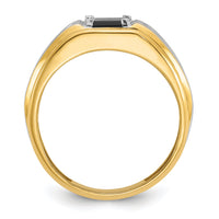 10k Two-tone IBGoodman Men's Satin Onyx and Diamond Complete Ring-B57898