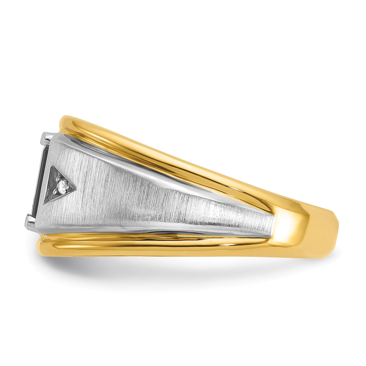 10k Two-tone IBGoodman Men's Satin Onyx and Diamond Complete Ring-B57898