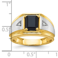 10k Two-tone IBGoodman Men's Satin Onyx and Diamond Complete Ring-B57898
