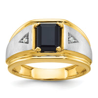 10k Two-tone IBGoodman Men's Satin Onyx and Diamond Complete Ring-B57898