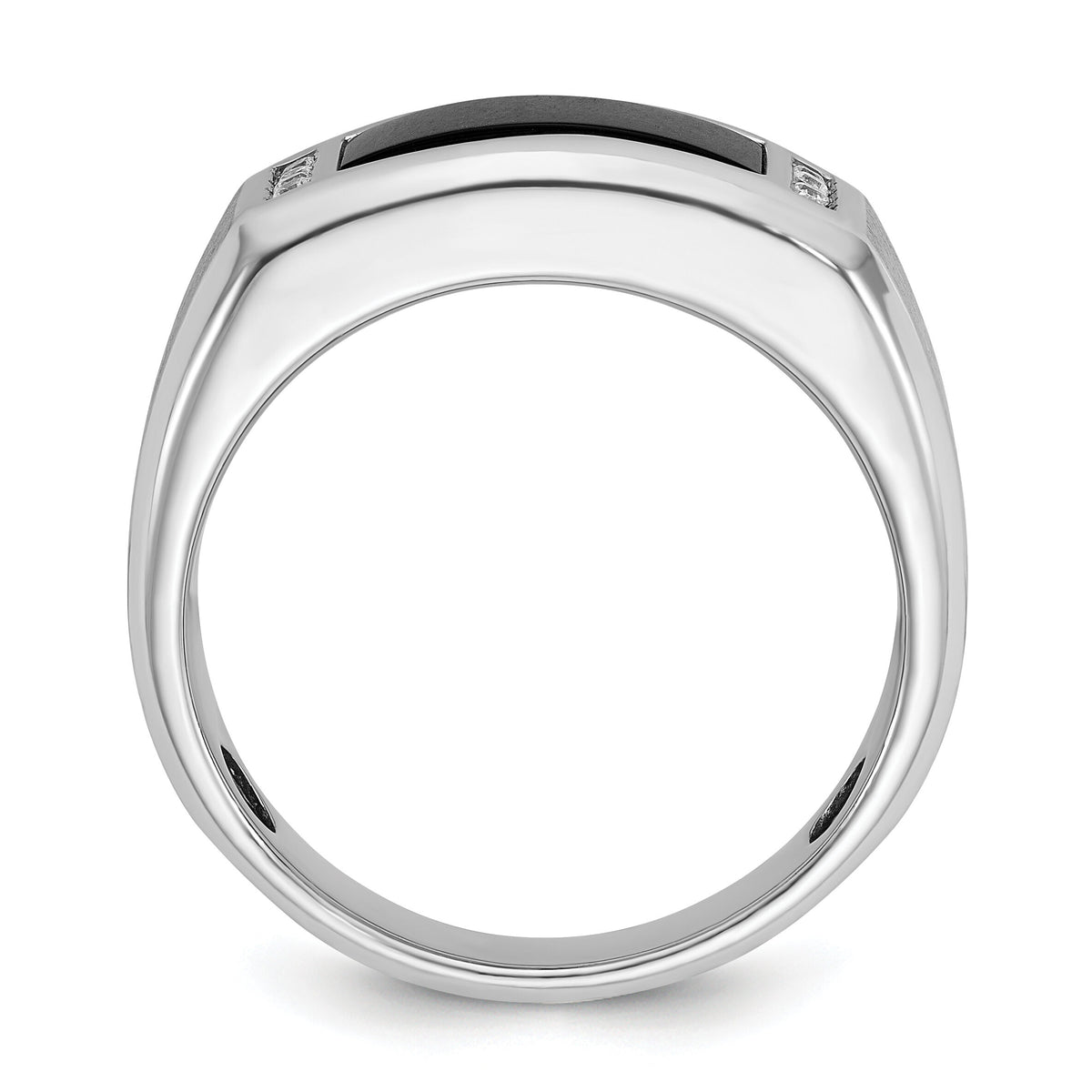 14k White Gold IBGoodman Men's Satin Onyx/Diamond Complete Ring-B57915