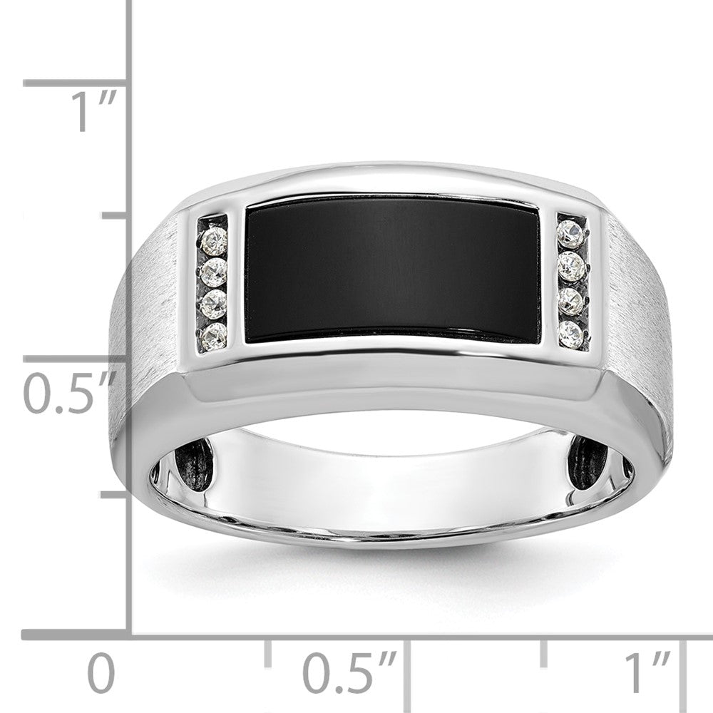 14k White Gold IBGoodman Men's Satin Onyx and 1/15 carat Diamond Complete Ring-B57915-4WOX/AA