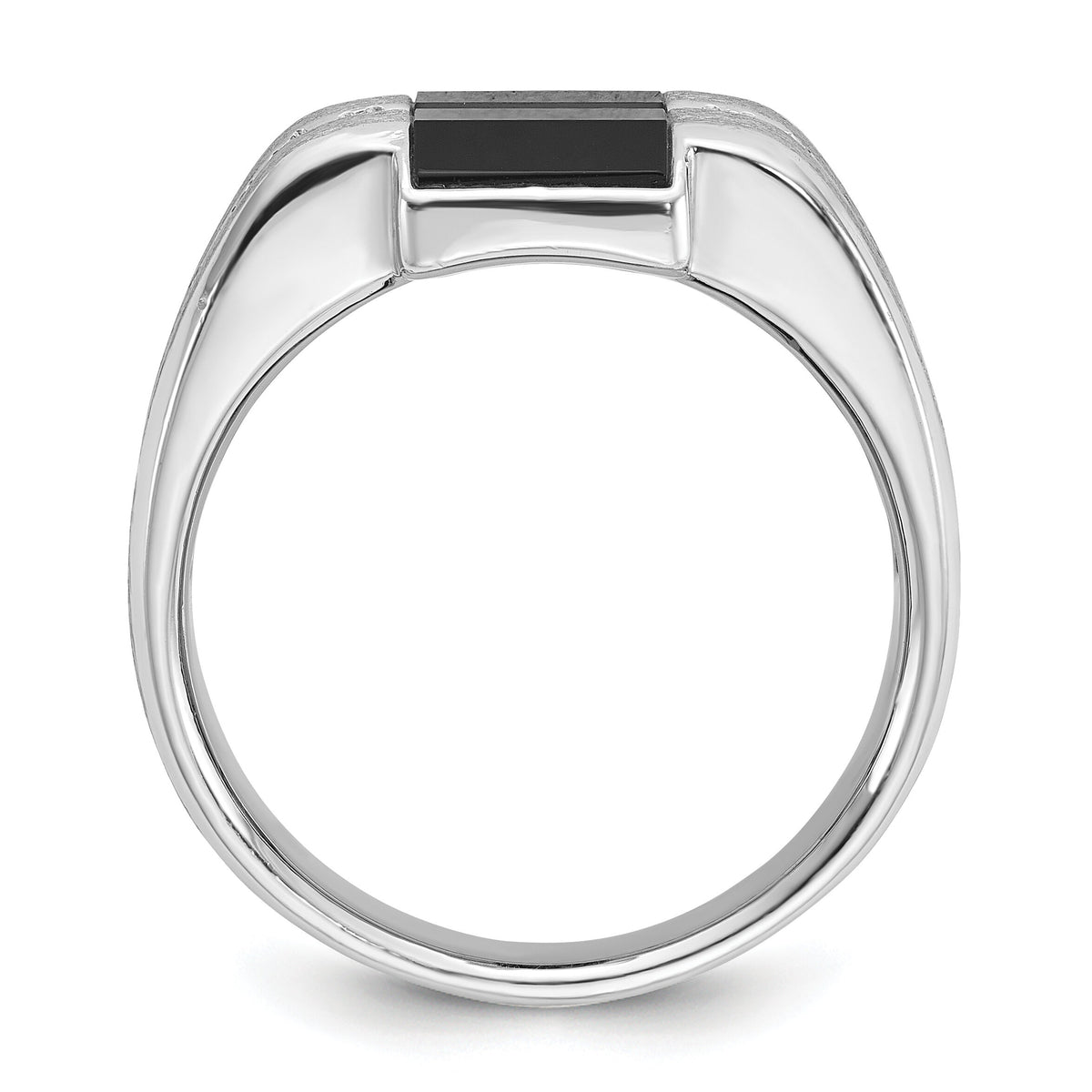 14k White Gold IBGoodman Men's Satin Onyx and Diamond Complete Ring-B57941