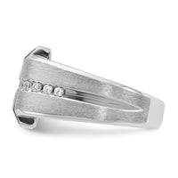 14k White Gold IBGoodman Men's Satin Onyx and Diamond Complete Ring-B57941