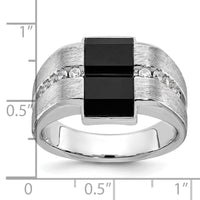 14k White Gold IBGoodman Men's Satin Onyx and Diamond Complete Ring-B57941