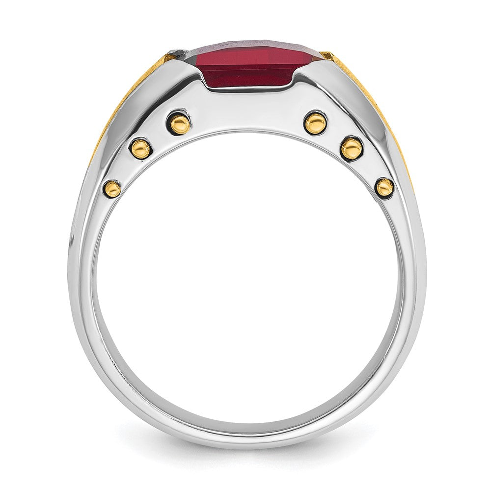 14k Two-tone IBGoodman Men's Created Garnet Complete Ring-B57951-4WYGA