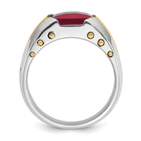 14k Two-tone IBGoodman Men's Created Garnet Complete Ring-B57951-4WYGA