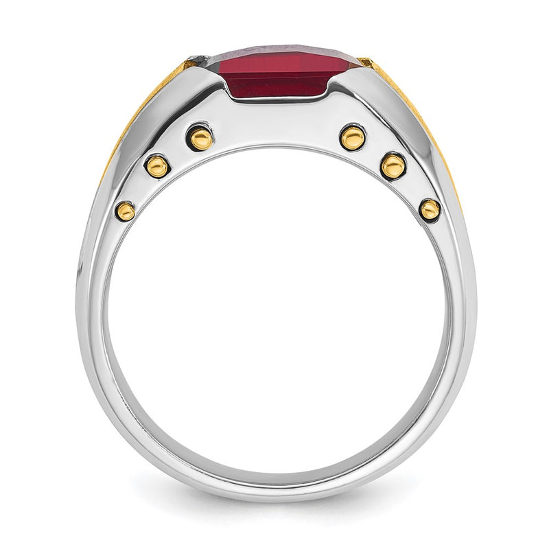 14k Two-tone IBGoodman Men's Created Garnet Complete Ring-B57951-4WYGA