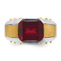 14k Two-tone IBGoodman Men's Created Garnet Complete Ring-B57951-4WYGA