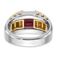 14k Two-tone IBGoodman Men's Created Garnet Complete Ring-B57951-4WYGA