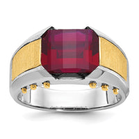 14k Two-tone IBGoodman Men's Created Garnet Complete Ring-B57951-4WYGA