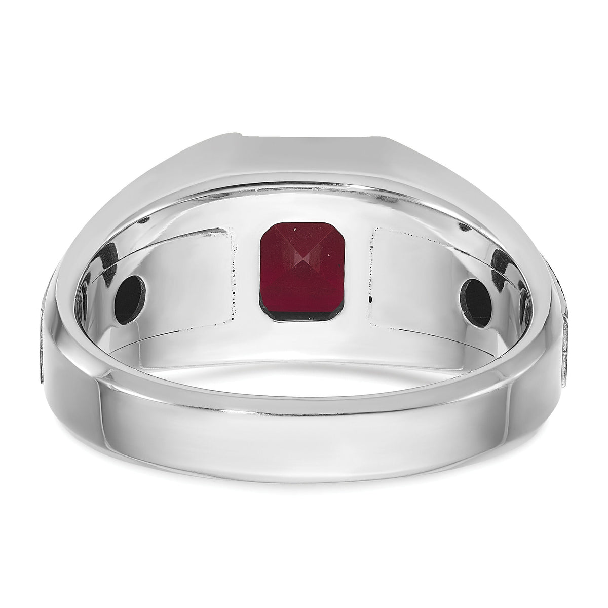 14ktt IBGoodman Men's Polished & Satin Lab Cr. Garnet & Dia Ring-B57957