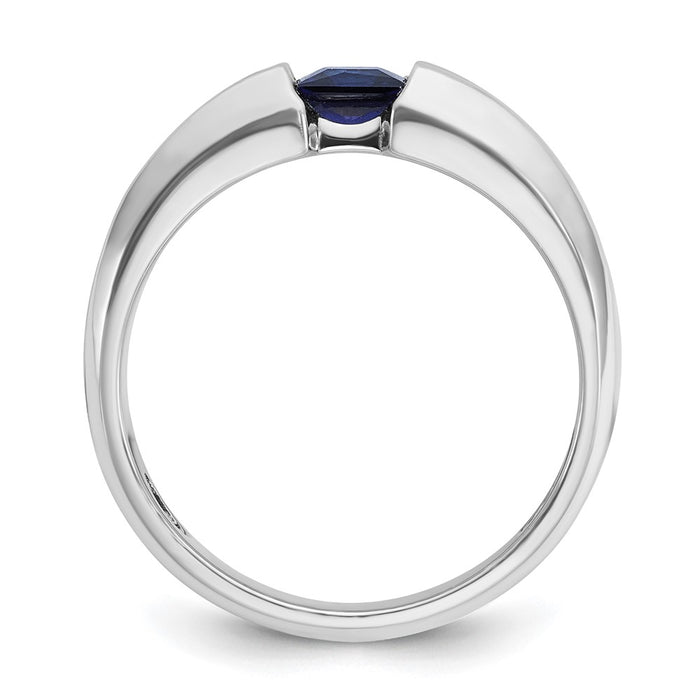 IBGoodman 14k White Gold Men's Polished Lab Created Sapphire and 1/5 Carat AA Quality Diamond Ring-B57979-4WCS/AA