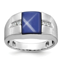 10k White Gold IBGoodman Men's Gemstone and Diamond Satin Ring Mounting-B57984