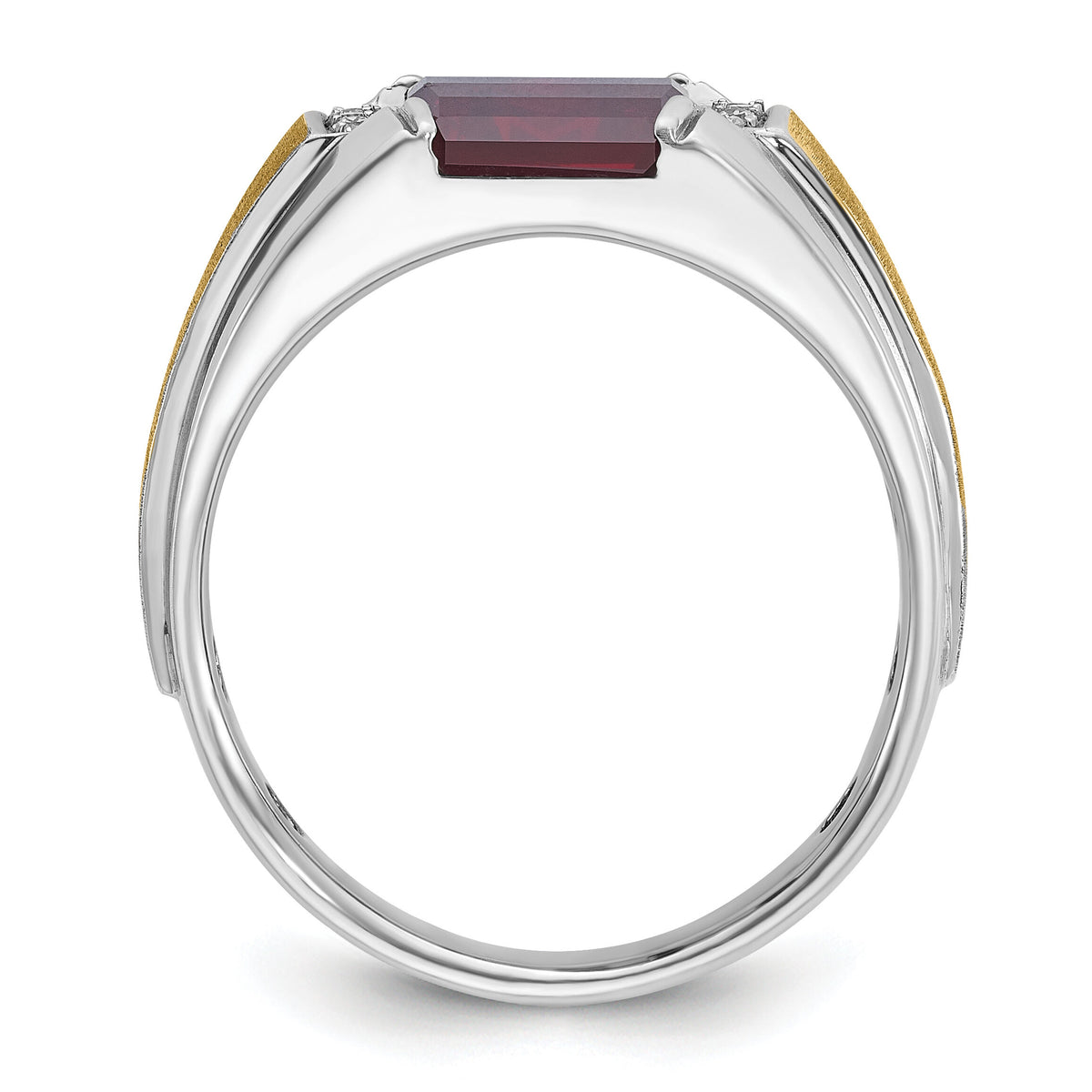 14k Two-tone IBGoodman Men's Satin Cr.Ruby/Diamond Complete Ring-B57989