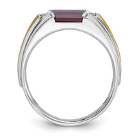 14k Two-tone IBGoodman Men's Satin Cr.Ruby/Diamond Complete Ring-B57989