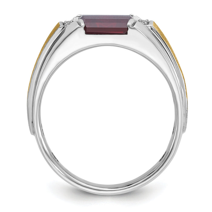 14k Two-tone IBGoodman Men's Satin Cr.Ruby/Diamond Complete Ring-B57989