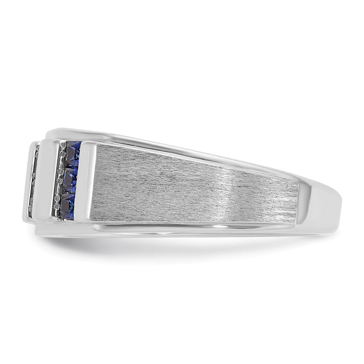 14kw IBGoodman Men's Polished/Satin 3-Row Cr. Sapphire Diamond Ring-B57994