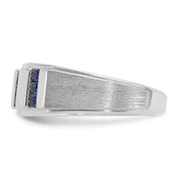 14kw IBGoodman Men's Polished/Satin 3-Row Cr. Sapphire Diamond Ring-B57994