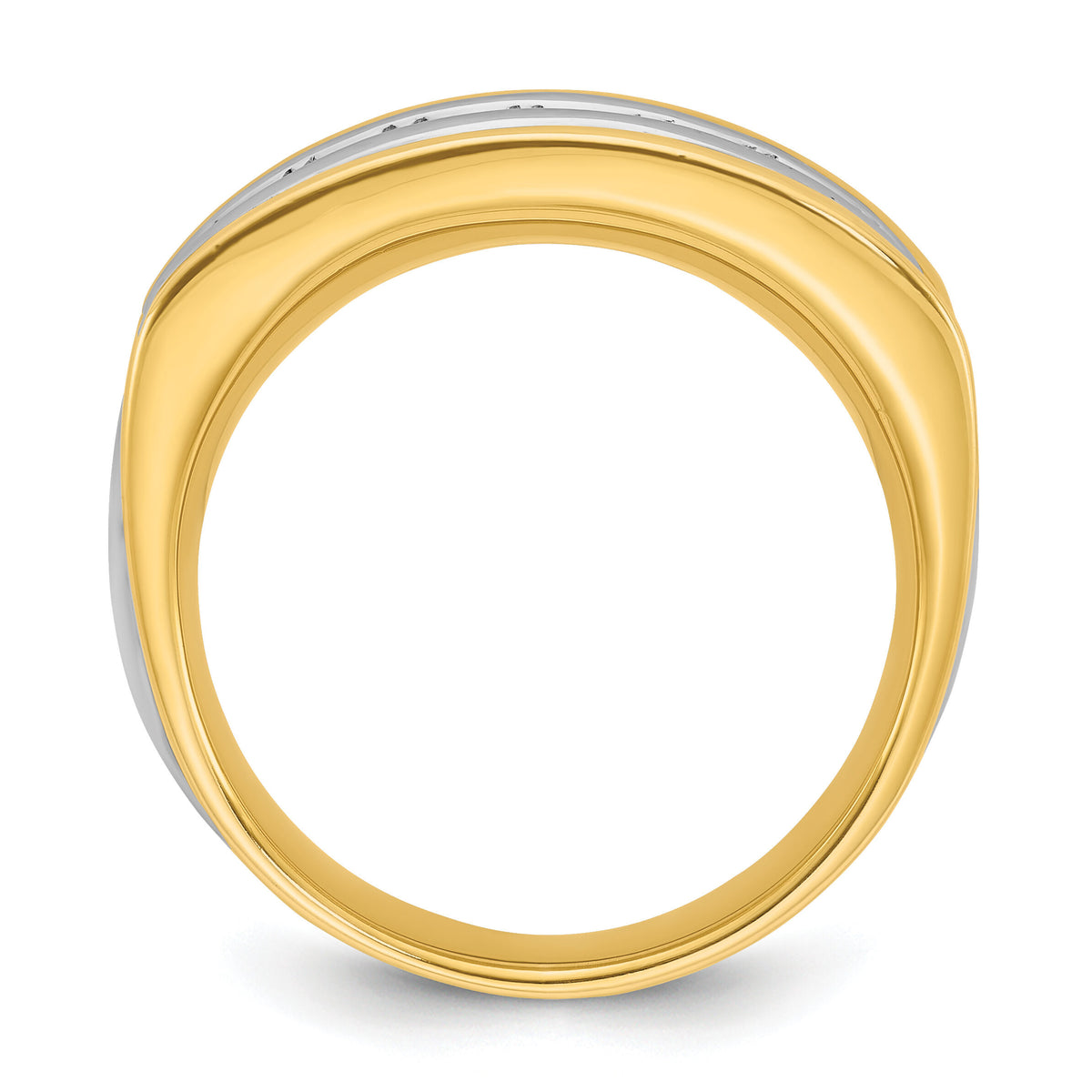 14ktt IBGoodman Men's Polished & Grooved 7-Stone Diamond Ring-B58002
