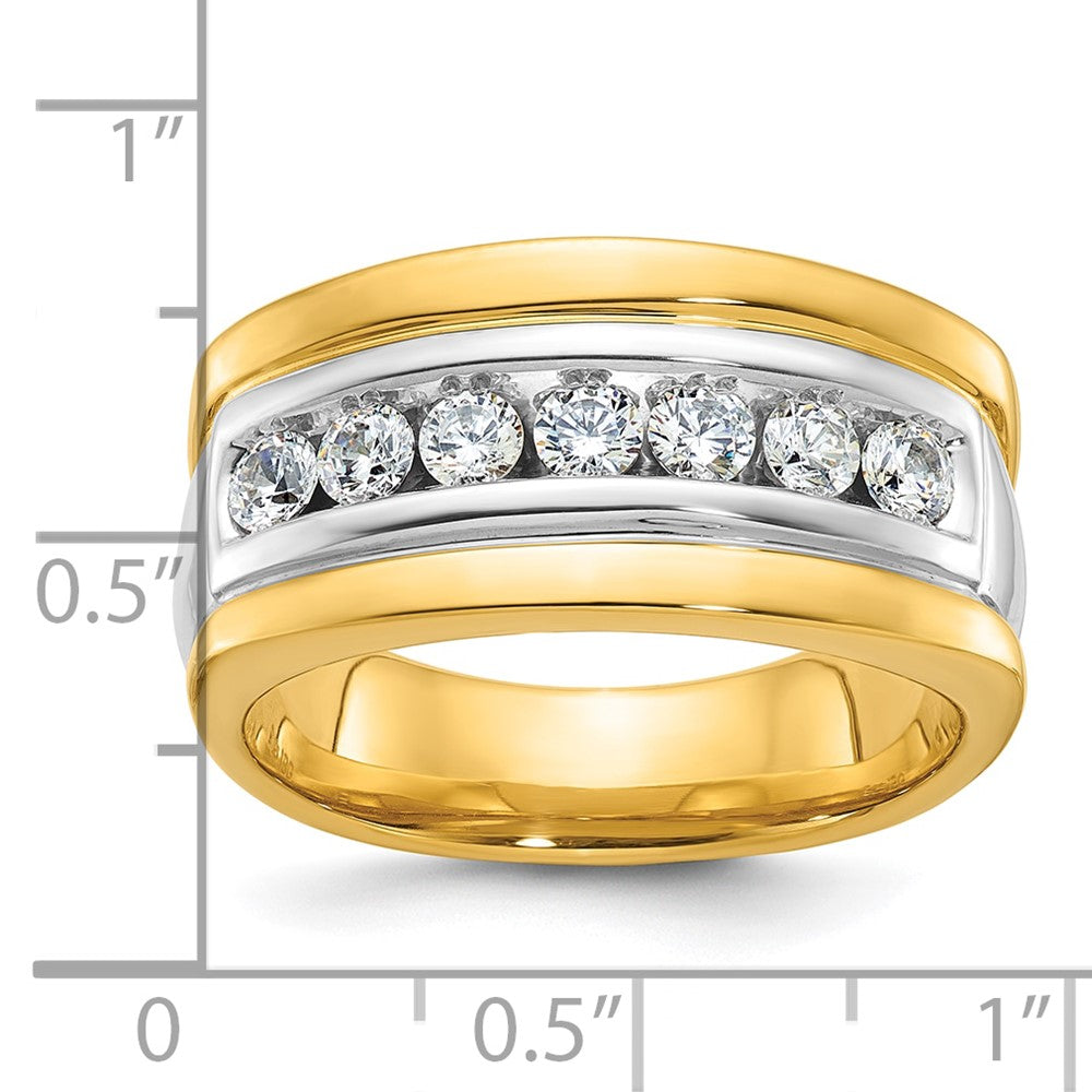 IBGoodman 14k Two-tone Men's Polished and Grooved 7-Stone 3/4 Carat AA Quality Diamond Ring-B58002-4YWAA