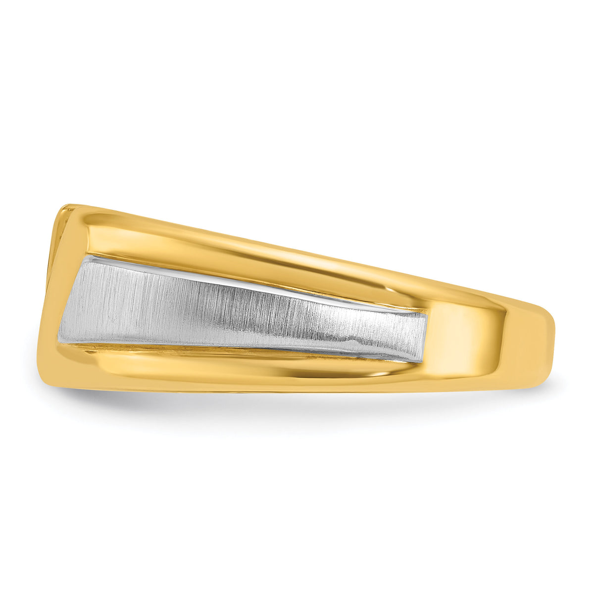 10k Two-tone IBGoodman Men's Polished and Satin 3-Stone Diamond Ring-B58007