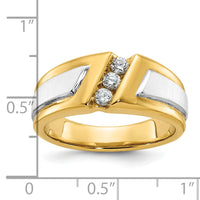 10k Two-tone IBGoodman Men's Polished and Satin 3-Stone Diamond Ring-B58007
