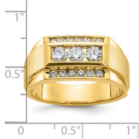 IBGoodman 14k Men's Polished and Satin 3-Row 3/4 Carat AA Quality Diamond Ring-B58017-4YAA