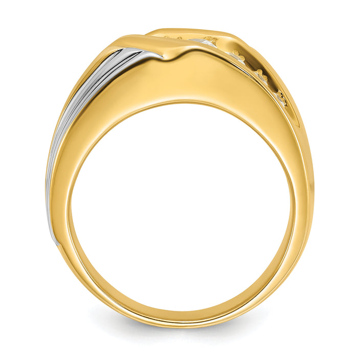 14k Two-tone 1 ct Lab Grown Diamond VS/SI+ G+ Polished/Grooved Men's Ring-B58065
