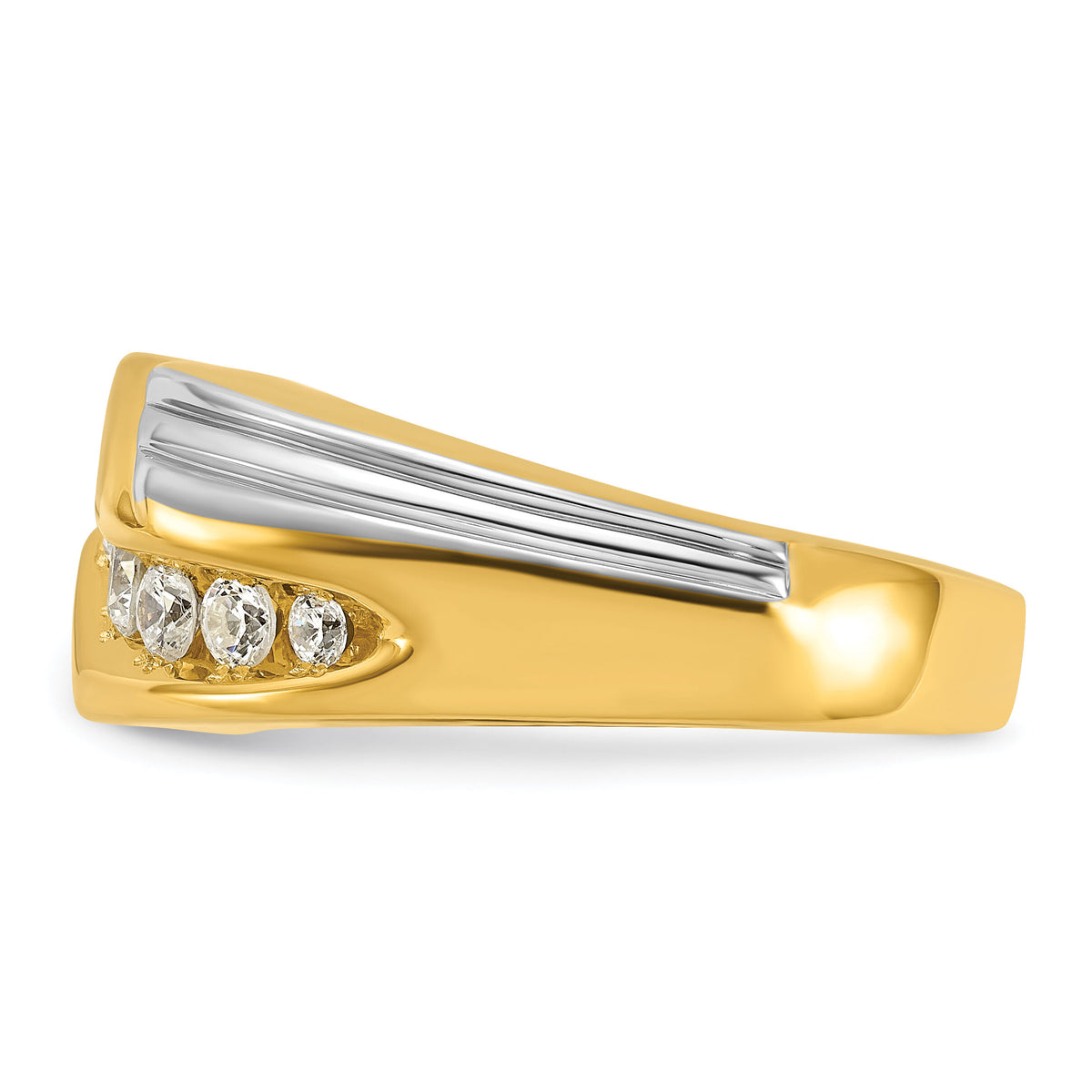 14k Two-tone 1 ct Lab Grown Diamond VS/SI+ G+ Polished/Grooved Men's Ring-B58065