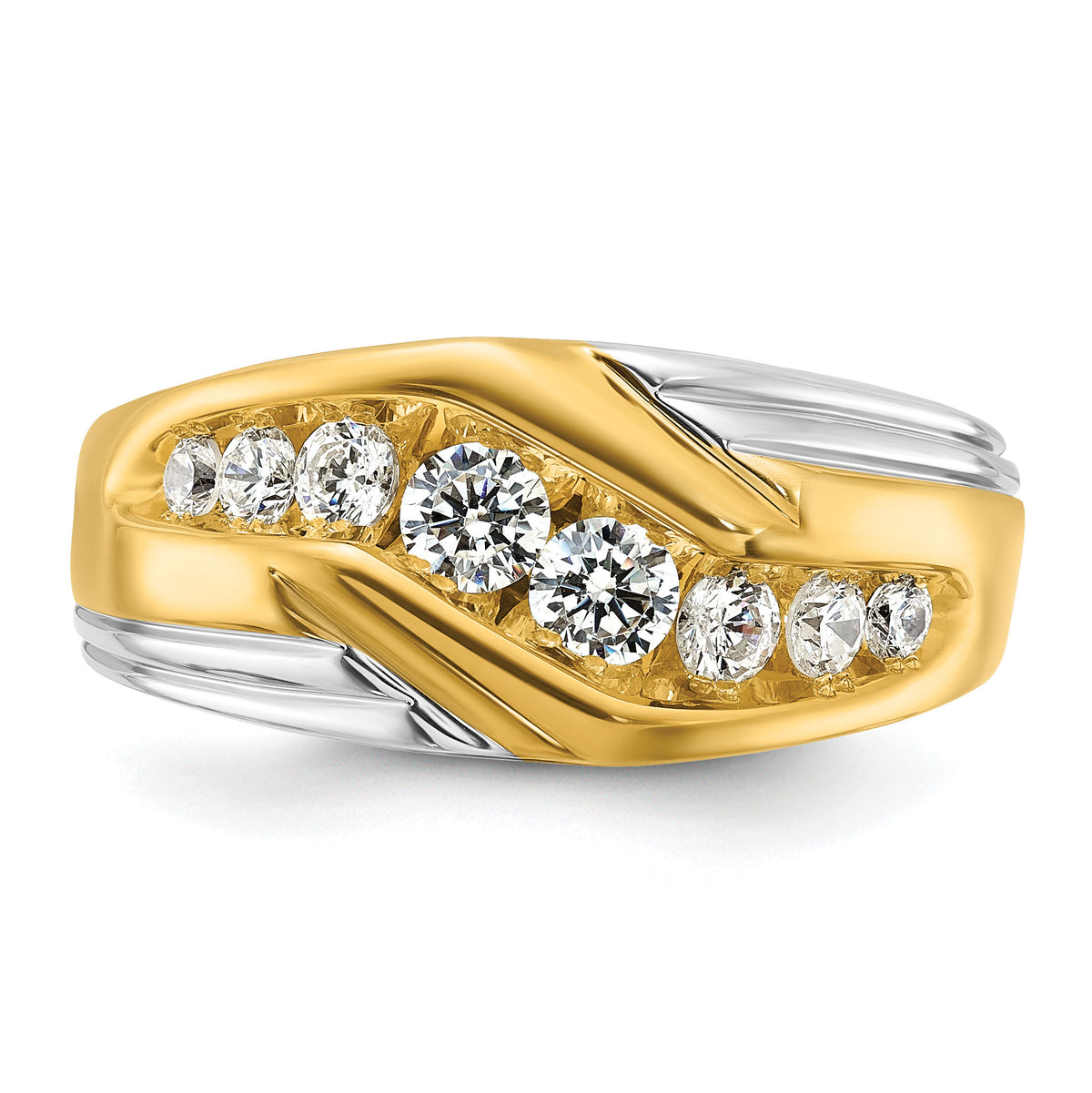 14k Two-tone 1 ct Lab Grown Diamond VS/SI+ G+ Polished/Grooved Men's Ring-B58065