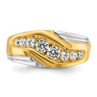 14k Two-tone 1 ct Lab Grown Diamond VS/SI+ G+ Polished/Grooved Men's Ring-B58065