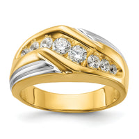 14k Two-tone 1 ct Lab Grown Diamond VS/SI+ G+ Polished/Grooved Men's Ring-B58065