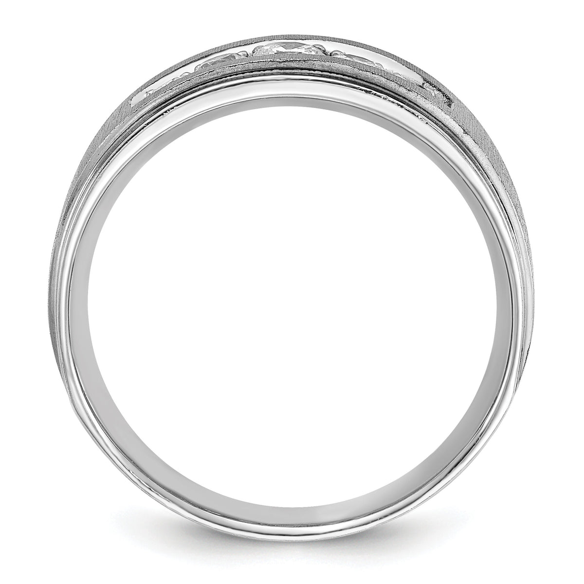 14k White Gold Polished and Brushed Five Stone Men's Ring Mounting-B58075