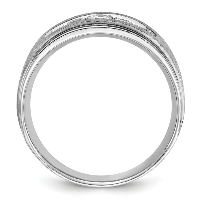 14k White Gold Polished and Brushed Five Stone Men's Ring Mounting-B58075