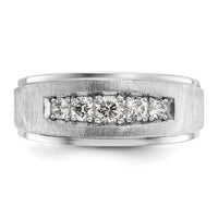 14k White Gold Polished and Brushed Five Stone Men's Ring Mounting-B58075